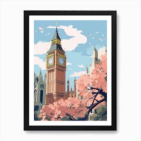 Big Ben, London   Cute Botanical Illustration Travel 11 Art Print
