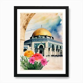 Dome Of The Rock watercolor Art Print