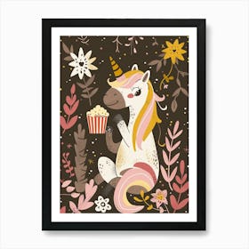 Unicorn Eating Popcorn Muted Pastels 3 Art Print