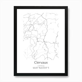 Clervaux,Luxembourg Minimalist Map Art Print