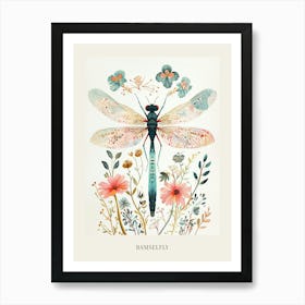 Colourful Insect Illustration Damselfly 13 Poster Art Print