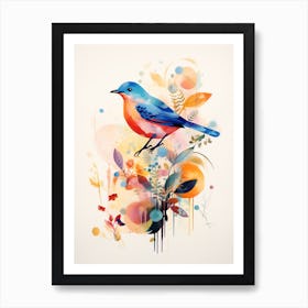 Bird Painting Collage Bluebird 1 Art Print