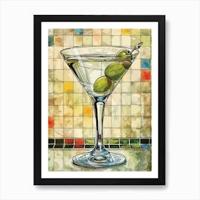 Martini Vintage Illustration 3 Art Print