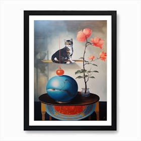 Camelia With A Cat 3 Dali Surrealism Style Art Print