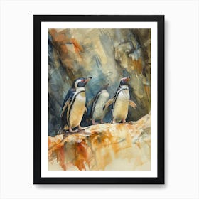 Humboldt Penguin Volunteer Point Watercolour Painting 1 Art Print