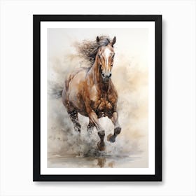 A Horse Painting In The Style Of Dry On Dry Technique 4 Art Print