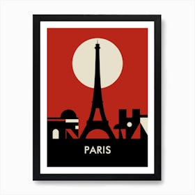 Paris Skyline Red Art Print