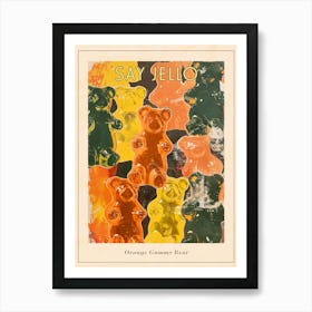 Orange Gummy Bear Jelly Retro Collage 1 Poster Art Print