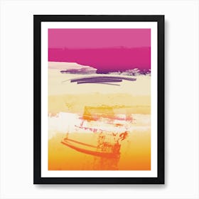 Expressive Landscape Pink Violet Orange With Scribbles Art Print