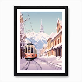 Vintage Winter Travel Illustration Chamonix France 2 Art Print