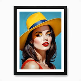Woman Portrait With Hat Pop Art (14) Art Print