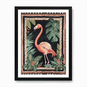Greater Flamingo And Philodendrons Boho Print 3 Art Print