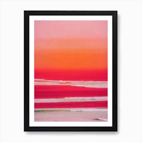 Porthcurno Beach, Cornwall Pink Beach Art Print