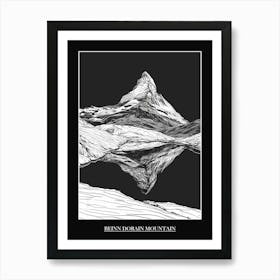 Beinn Dorain Mountain Line Drawing 4 Poster Art Print