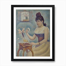 Portrait Of A Young Woman Powdering Herself, Georges Seurat Art Print