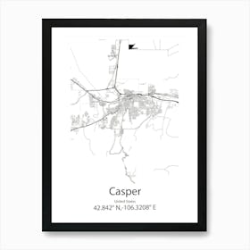 Casper,United States Minimalist Map Art Print