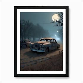 Old Cars At Night Poster