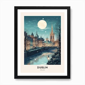 Winter Night  Travel Poster Dublin Ireland 1 Art Print