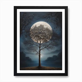 Full Moon Tree 1 Art Print