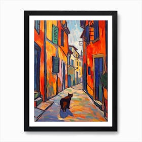 Painting Of Florence With A Cat In The Style Of Fauvism 1 Art Print