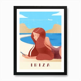 Ibiza, Spain - Boho Retro travel poster Art Print