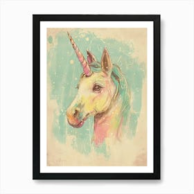 Vintage Pastel Storybook Style Unicorn 2 Art Print