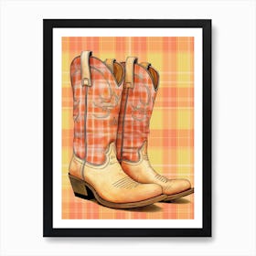 Checkered Cowgirl Boots 1 Art Print