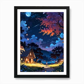 Night Sky Anime aesthetic 40 Art Print