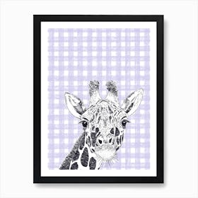 Giraffe Gingham Art Print