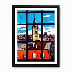 Window View Of Copenhagen Denmark In The Style Of Pop Art 3 Art Print