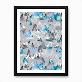 Magical Mountains Blue Art Print