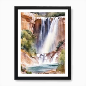 Calf Creek Falls, United States Water Colour  (3) Art Print