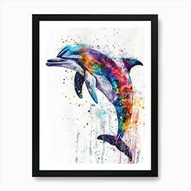 Dolphin Colourful Watercolour 2 Art Print