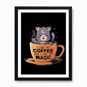 Black Coffee - Cute Cat Dark Magic Gift Art Print