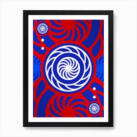 Geometric Abstract Glyph in White on Red and Blue Array n.0034 Art Print