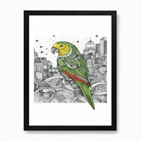 Pixel Parrot In The City Art Print