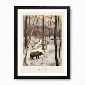 Vintage Winter Animal Painting Poster Wild Boar 1 Art Print