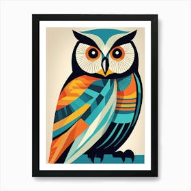 Colorful Owl, Owl Abstract Art, 1465 Art Print