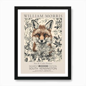 William Morris Prints Fox Line Flowers Christmas Gift Winter Vintage Art Print