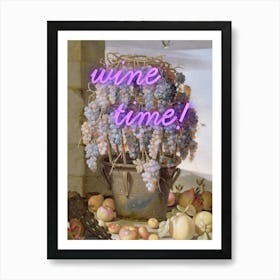 Wine time! Vintage altered art Art Print