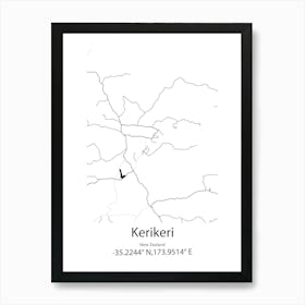 Kerikeri,New Zealand Minimalist Map Art Print