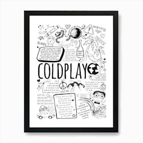 Coldplay Doodle Lyrics Art Print