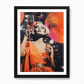 Vintage Space Prosecco Collage Art Print