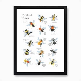 British Bees Art Print