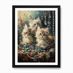 Kittens With Jewels Rococo Inspired Painting 2 Art Print