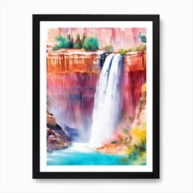 Havasu Falls, United States Water Colour  (1) Art Print