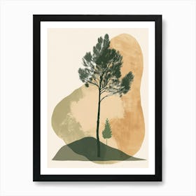 Cypress Tree Minimal Japandi Illustration 3 Art Print