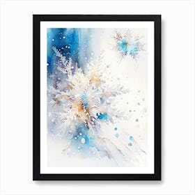 Falling, Snowflakes, Storybook Watercolours 2 Art Print