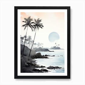 Watercolour Of Twai Anapanapa Black Sand Beach   Maui Hawaii Usa 3 Art Print