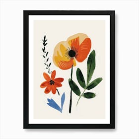 Painted Florals Poppy 1 Art Print